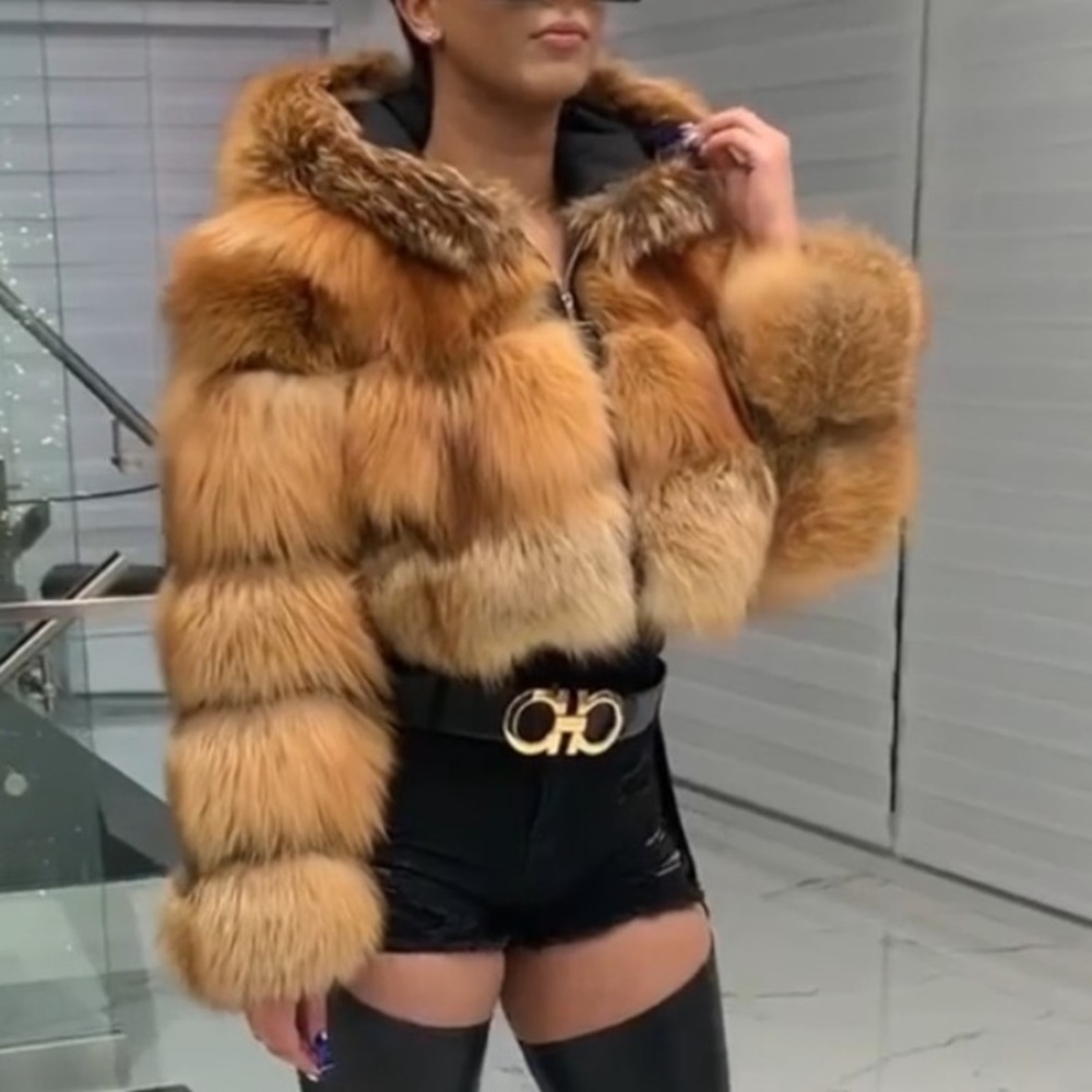 Natural Red Fox Fur Bomber jacket